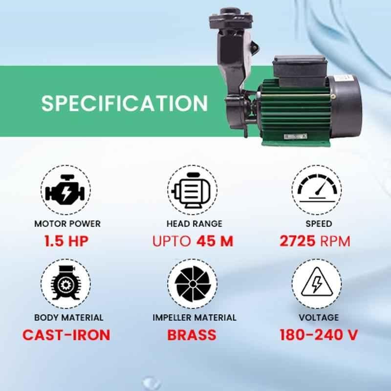 Damor 1.5HP Single Phase Pure Copper Self Priming Monoblock Pump