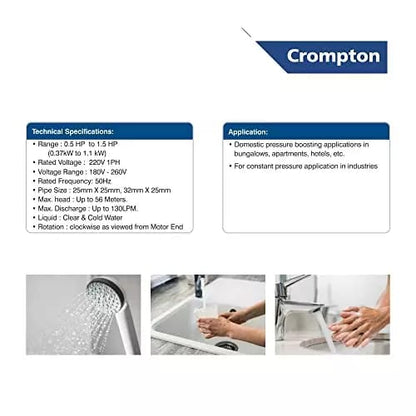 Crompton Mini Force II 0.5 HP Single Phase Pressure Booster Pump